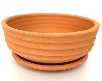 CERAMIC FLOWER POT #123 terracotta clay planter with saucer unglazed porous for healthy houseplants