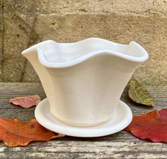 WHITE EARTHENWARE PLANTER