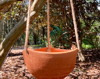 TERRACOTTA HANGING PLANTER #16. Handmade ceramic pot for healthy plants. One of a kind.