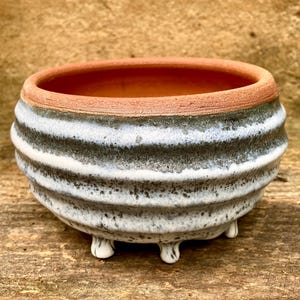 STONEWARE PLANTER POT #90: Ceramic flower pot. Handmade. One of a kind.