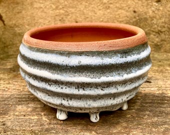 STONEWARE PLANTER POT #90: Ceramic flower pot. Handmade. One of a kind.