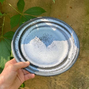 CERAMIC DINNER PLATE #4 stoneware clay plates - handmade, food-safe lunch or dinner plate - wheel thrown - studio pottery - one of a kind