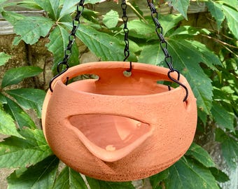 HANGING STRAWBERRY PLANTER #10 Handmade clay pocket pot for hanging succulents and trailing plants.
