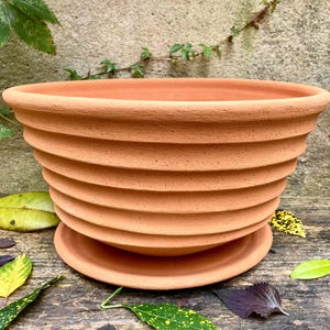LARGE TERRACOTTA PLANTER #94. Breathable clay pot for thriving plants. Handmade. Unique.