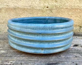 STONEWARE DOG BOWL #53: Wheel thrown ceramic food dish for pets.