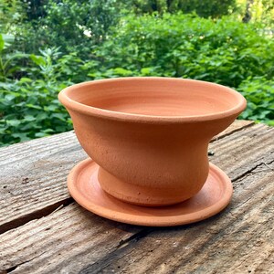 Ton Blumentopf #87 Terrakotta Blumentopf mit Untersetzer - Terrakotta Blumentöpfe - Keramik Pflanzgefäß - Einzelstück