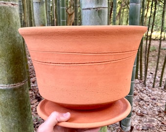 CERAMIC FLOWER POT #34. Large terracotta clay planter. All natural. Porous.