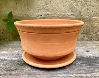 TERRACOTTA CLAY PLANTER #77. Wheel thrown unglazed flower pot for healthy, happy plants.