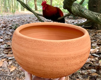 TERRA COTTA PLANTER #37. Porous clay flowerpot for healthy, happy plants. Handmade pottery.