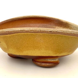 STONEWARE BONSAI POT #5 wood fired succulent cactus planter - stoneware - ash glaze - anagama - Japanese - one of a kind