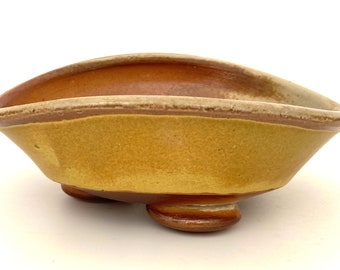 STONEWARE BONSAI POT #5 wood fired succulent planter clay stoneware pottery pot yellow for bonsai ceramic bonsai pots cactus boho planter