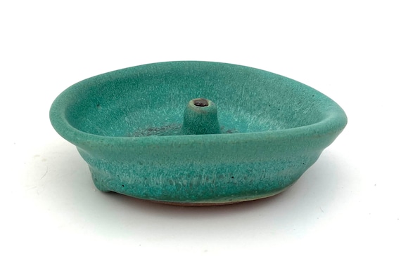 STONEWARE INCENSE BURNER #4 ceramic dish for stick incense and ring holder