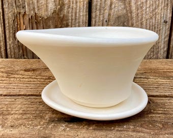 HANDMADE CERAMIC PLANTER #41. Artisan earthenware flower pot. Gestural. Off center.