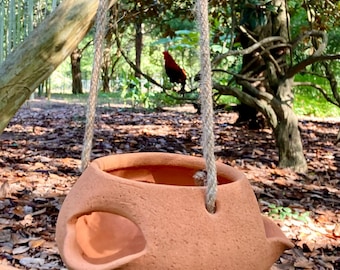 HANGING STRAWBERRY PLANTER #11. Porous terracotta clay flowerpot for healthy hanging houseplants. Succulents.