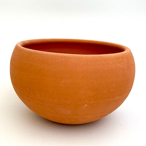 CLAY FLOWER POT #125 handmade terracotta planter for house or garden - unique planters - unglazed porous clay - wheel thrown - one of a kind