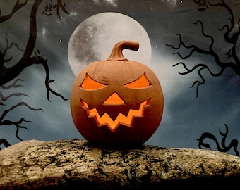 JACK O’ LANTERN #46. Never rot Halloween pumpkin. Studio pottery. One of a kind.