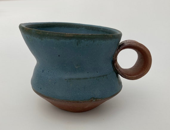 STONEWARE MUG #9 ceramic mug pottery mugs coffee tea clay small cup bluej set handmade wheel thrown safe glaze one of a kind unique red clay