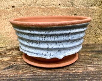STONEWARE PLANTER POT #87: Handmade pottery for plants. With stoneware saucer.