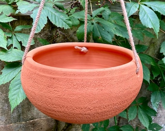 TERRACOTTA HANGING PLANTER #8. Large, handmade ceramic pot for healthy plants. One of a kind.