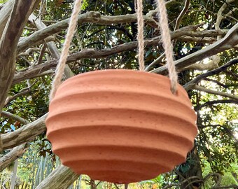 CERAMIC HANGING PLANTER #06. Small terracotta clay pot for houseplants. Unique studio pottery.