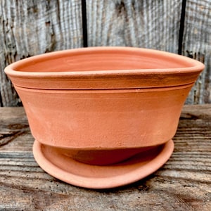 TERRACOTTA CLAY PLANTER #76. Handmade ceramic flower pot and saucer. Unique studio pottery.
