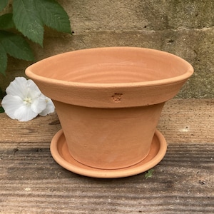 CERAMIC FLOWER POT #47 terracotta clay planter with saucer - handmade pottery planters -for plant lovers - red clay - one of a kind