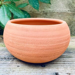 TERRACOTTA PLANTER #108 hanging planter - macrame - wheel thrown ceramic flower pot - round - unglazed terra cotts clay - one of a kind