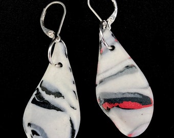 STONEWARE DROP EARRINGS #3 marbled porcelain agateware dangle earrings