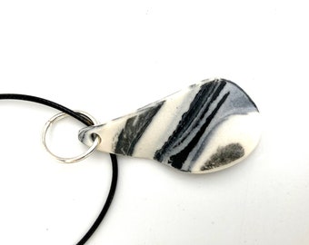 PORCELAIN PENDANT NECKLACE #1 handmade ceramic teardrop charm