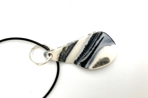 PORCELAIN PENDANT NECKLACE #1 handmade ceramic teardrop charm