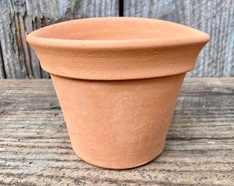 CERAMIC FLOWER POT #12. Wheel-thrown, porous terracotta planter with saucer for happy plants.