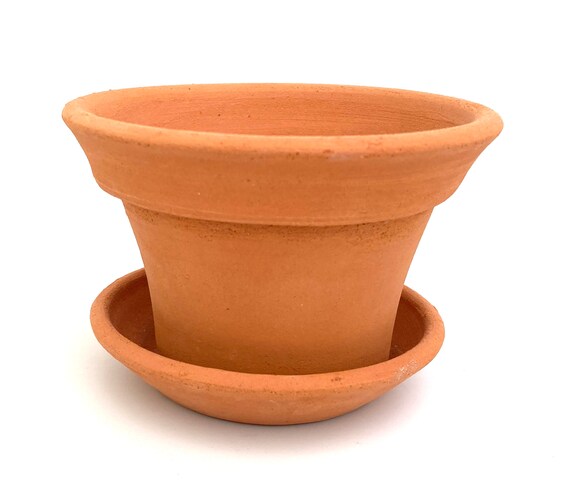 TERRACOTTA PLANTER #71 handmade ceramic flower pot with saucer unglazed red clay