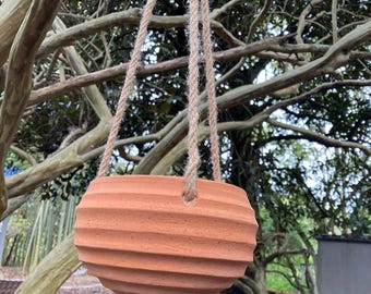 CERAMIC HANGING PLANTER #22. Handmade terracotta clay pot for plants. Unique studio pottery.