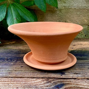 TERRACOTTA FLOWER POT #61 ceramic planter with saucer - red clay planter - for plant lovers - pottery for plants - handmade terra cotta