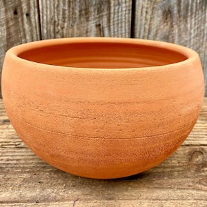 ROUND TERRACOTTA PLANTER #31. Porous clay flower pot for healthy plants. Handmade studio Pottery.