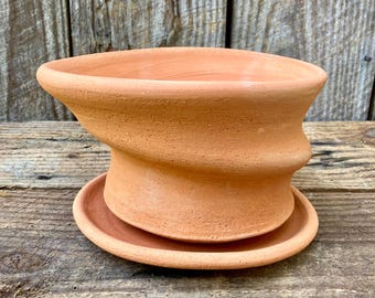 TERRACOTTA CLAY PLANTER #65. Porous flower pot for healthy plants. Handmade. Unique.