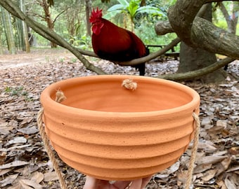 TERRACOTTA HANGING PLANTER #18. Ceramic pot for healthy plants. Studio Pottery. One of a kind.