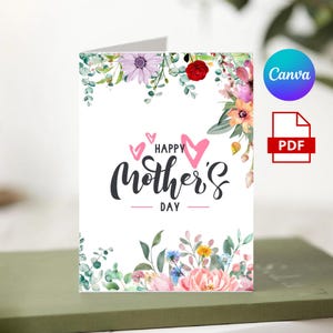 Biglietto floreale per la festa della mamma / Biglietto scaricabile / Biglietto per la mamma / Download immediato / Biglietti per la festa della mamma / Biglietto floreale / Buona festa della mamma