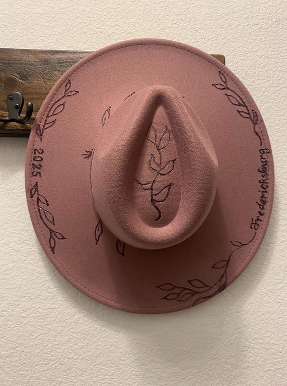 Custom hand burned fedora Hand Burned Square Crown Cowboy Hat – Custom Western Fedora  main image 4
