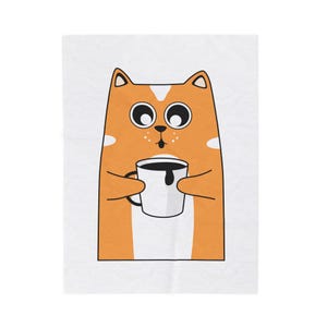 Cute Cat Plush Blanket | Cozy Throws for Pet Lovers, Cat Lovers Gifts, Warm Home Decor, Coffee Mug Cat Design, Soft Sofa Cover