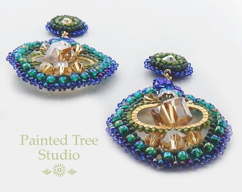 Blue Boho Earrings / Czech Bead Handwoven / Summer Handmade Earrings / Vibrant Blue / Anniversary Gift for Her