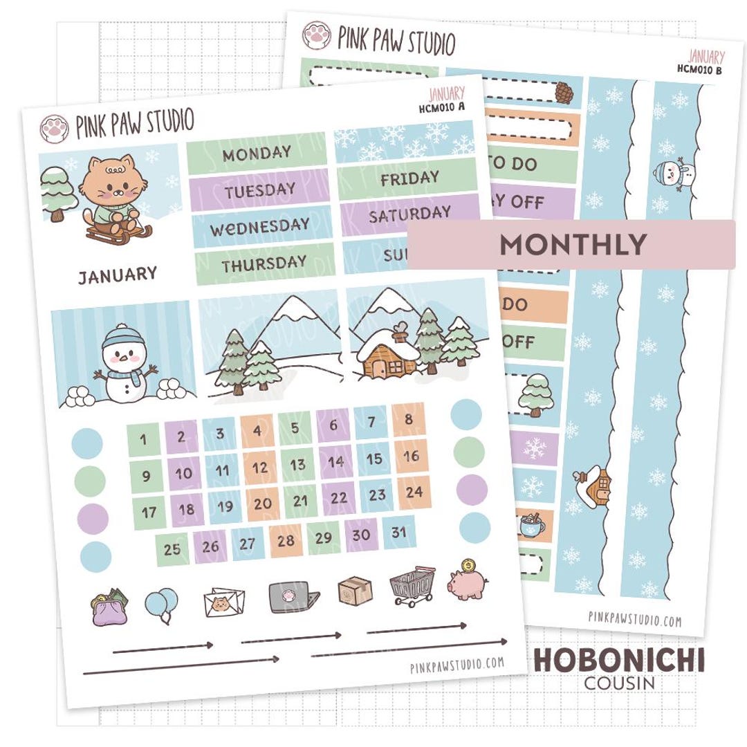 January- Winter Hobonichi Monthly Cousin Kit Planner Sticker Sheets - Etsy