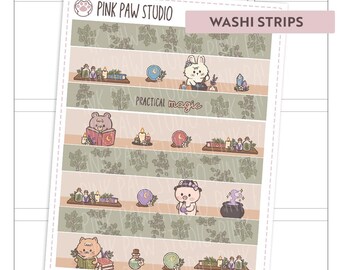 Practical Magic washi strips sticker sheet, Hobonichi, Kinbor, Happy planner, Bullet journal.