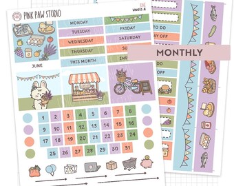 Summer market Wonderland 222 Monthly Kit planner sticker sheets
