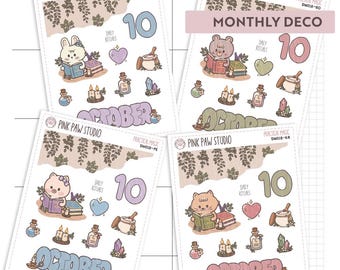 Practical Magic Monthly Deco stickers A6, Hobonichi, Kinbor, Happy planner, Bullet journal.