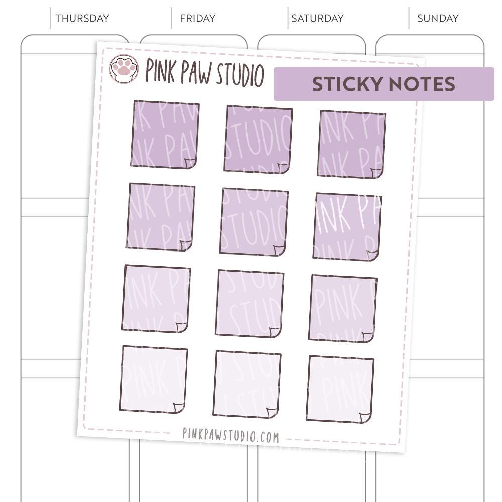 Sticky Note Week Sticky Notes Planner Sticker Sheet, Hobonichi Cousin or Weeks, Kinbor ...