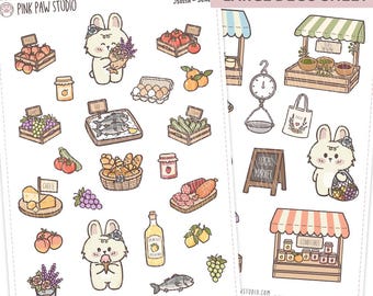 Summer market Journal stickers, Hobonichi, Kinbor, Happy planner, Bullet journal.