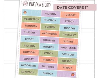 Summer market Date covers 1" planner sticker sheet, Hobonichi cousin or weeks, Kinbor, Happy planner, Bullet journal.