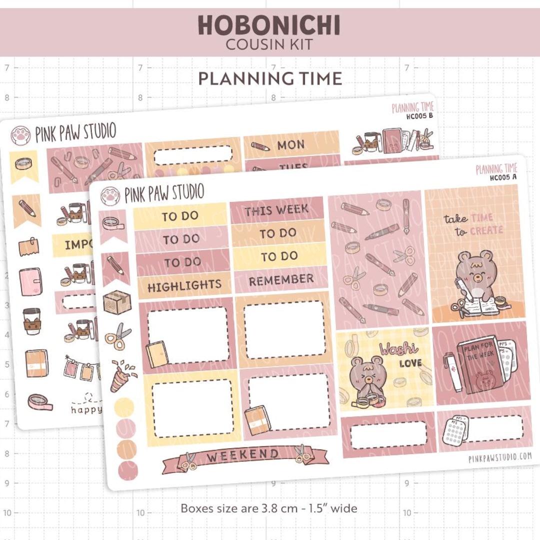 Planning Time Hobonichi Cousin Kit Planner Sticker Sheets, Weekly Deco ...