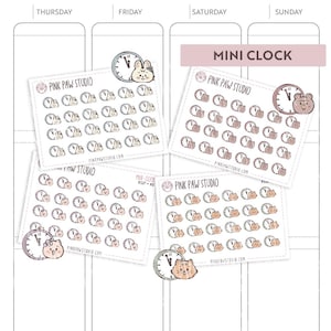 Mini Clock Icon - Minimal planning sticker sheet, Hobonichi cousin or weeks, Kinbor, Happy planner, Bullet journal.